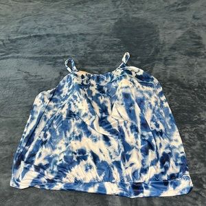 Blue and white tankini